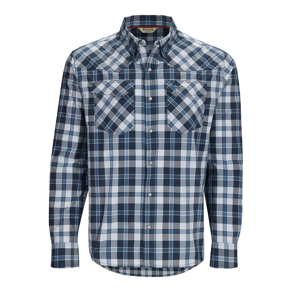 Simms Brackett Long Sleeve Shirt Men's in Backcountry Blue Plaid